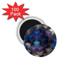 Cube Cubic Design 3d Shape Square 1 75  Magnets (100 Pack) 