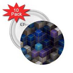 Cube Cubic Design 3d Shape Square 2 25  Buttons (10 Pack)  by Celenk