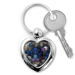 Cube Cubic Design 3d Shape Square Key Chains (heart)  by Celenk