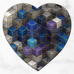 Cube Cubic Design 3d Shape Square Jigsaw Puzzle (heart) by Celenk