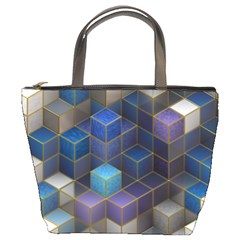 Cube Cubic Design 3d Shape Square Bucket Bags by Celenk