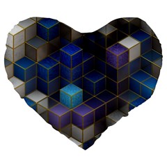 Cube Cubic Design 3d Shape Square Large 19  Premium Heart Shape Cushions by Celenk