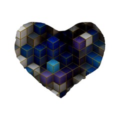 Cube Cubic Design 3d Shape Square Standard 16  Premium Flano Heart Shape Cushions by Celenk