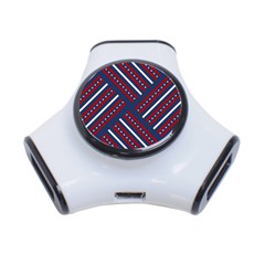 Patriotic Red White Blue Stars 3-port Usb Hub by Celenk