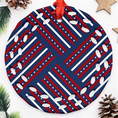 Patriotic Red White Blue Stars Ornament (round Filigree)