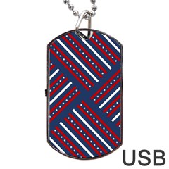 Patriotic Red White Blue Stars Dog Tag Usb Flash (one Side) by Celenk