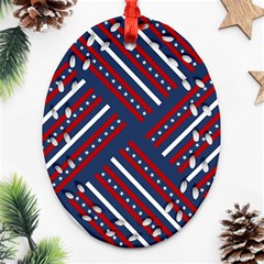 Patriotic Red White Blue Stars Ornament (oval Filigree) by Celenk