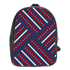 Patriotic Red White Blue Stars School Bag (xl) by Celenk