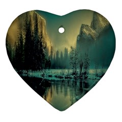 Yosemite Park Landscape Sunrise Ornament (heart) by Celenk