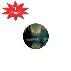 Yosemite Park Landscape Sunrise 1  Mini Buttons (10 Pack)  by Celenk