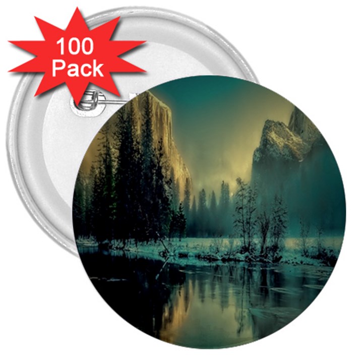 Yosemite Park Landscape Sunrise 3  Buttons (100 pack) 