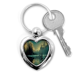 Yosemite Park Landscape Sunrise Key Chains (heart)  by Celenk