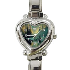 Yosemite Park Landscape Sunrise Heart Italian Charm Watch by Celenk