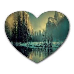 Yosemite Park Landscape Sunrise Heart Mousepads by Celenk