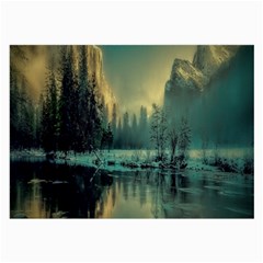 Yosemite Park Landscape Sunrise Large Glasses Cloth (2-side) by Celenk