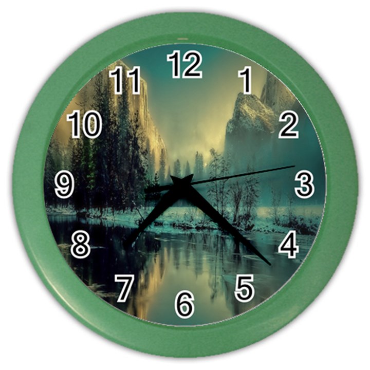 Yosemite Park Landscape Sunrise Color Wall Clocks