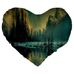 Yosemite Park Landscape Sunrise Large 19  Premium Heart Shape Cushions by Celenk