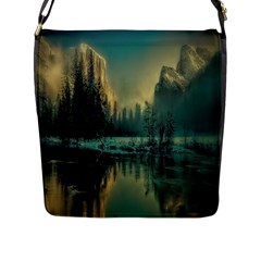 Yosemite Park Landscape Sunrise Flap Messenger Bag (l) 