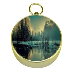 Yosemite Park Landscape Sunrise Gold Compasses by Celenk