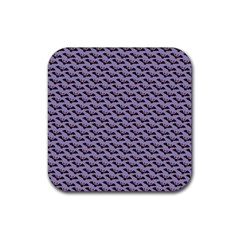 Bat Halloween Lilac Paper Pattern Rubber Coaster (square)  by Celenk