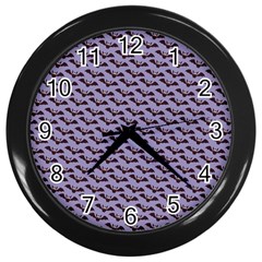 Bat Halloween Lilac Paper Pattern Wall Clocks (black) by Celenk