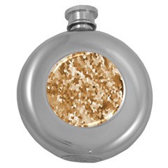 Texture Background Backdrop Brown Round Hip Flask (5 Oz) by Celenk