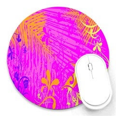 Spring Tropical Floral Palm Bird Round Mousepads by Celenk