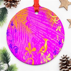 Spring Tropical Floral Palm Bird Ornament (round) by Celenk