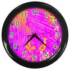 Spring Tropical Floral Palm Bird Wall Clocks (black) by Celenk