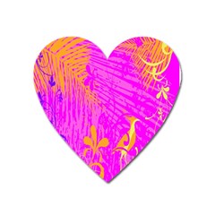 Spring Tropical Floral Palm Bird Heart Magnet by Celenk