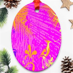 Spring Tropical Floral Palm Bird Oval Ornament (two Sides) by Celenk