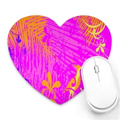 Spring Tropical Floral Palm Bird Heart Mousepads by Celenk