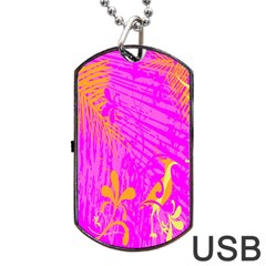 Spring Tropical Floral Palm Bird Dog Tag Usb Flash (one Side) by Celenk