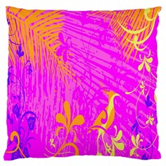 Spring Tropical Floral Palm Bird Large Cushion Case (two Sides) by Celenk