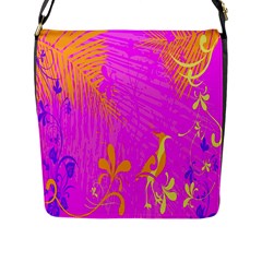 Spring Tropical Floral Palm Bird Flap Messenger Bag (l) 