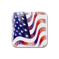 Usa Flag America American Rubber Square Coaster (4 Pack)  by Celenk