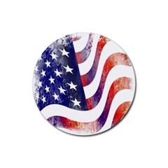 Usa Flag America American Rubber Round Coaster (4 Pack)  by Celenk