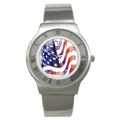 Usa Flag America American Stainless Steel Watch by Celenk