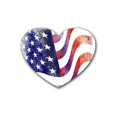 Usa Flag America American Rubber Coaster (heart)  by Celenk