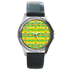 Birds Beach Sun Abstract Pattern Round Metal Watch