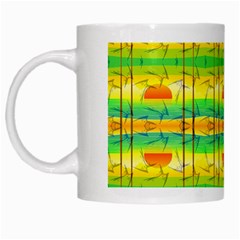 Birds Beach Sun Abstract Pattern White Mugs by Celenk