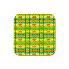 Birds Beach Sun Abstract Pattern Rubber Square Coaster (4 pack) 