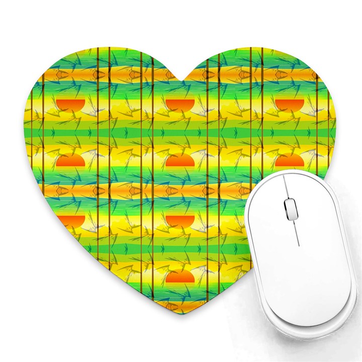 Birds Beach Sun Abstract Pattern Heart Mousepads