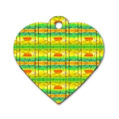 Birds Beach Sun Abstract Pattern Dog Tag Heart (One Side)