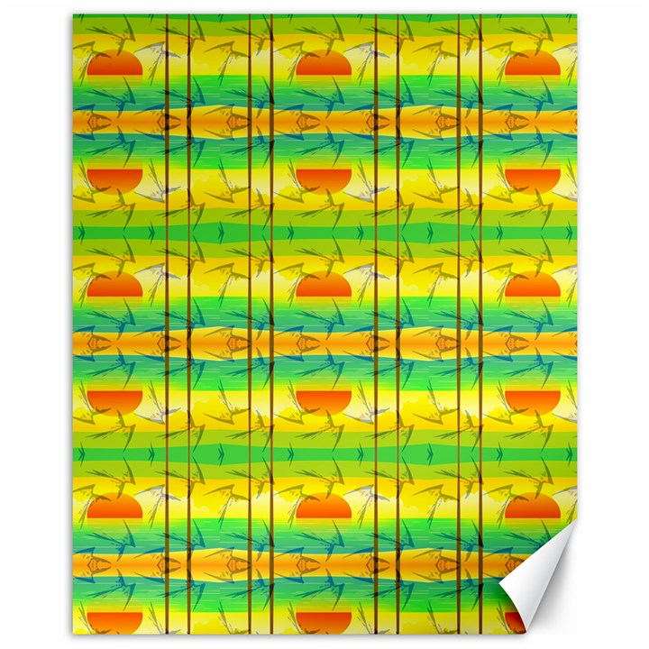 Birds Beach Sun Abstract Pattern Canvas 11  x 14  