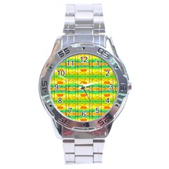 Birds Beach Sun Abstract Pattern Stainless Steel Analogue Watch