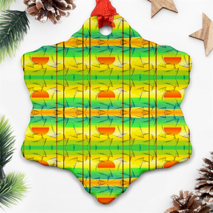 Birds Beach Sun Abstract Pattern Ornament (Snowflake)