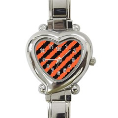 Black Orange Pattern Heart Italian Charm Watch