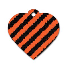 Black Orange Pattern Dog Tag Heart (One Side)