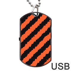 Black Orange Pattern Dog Tag USB Flash (One Side)